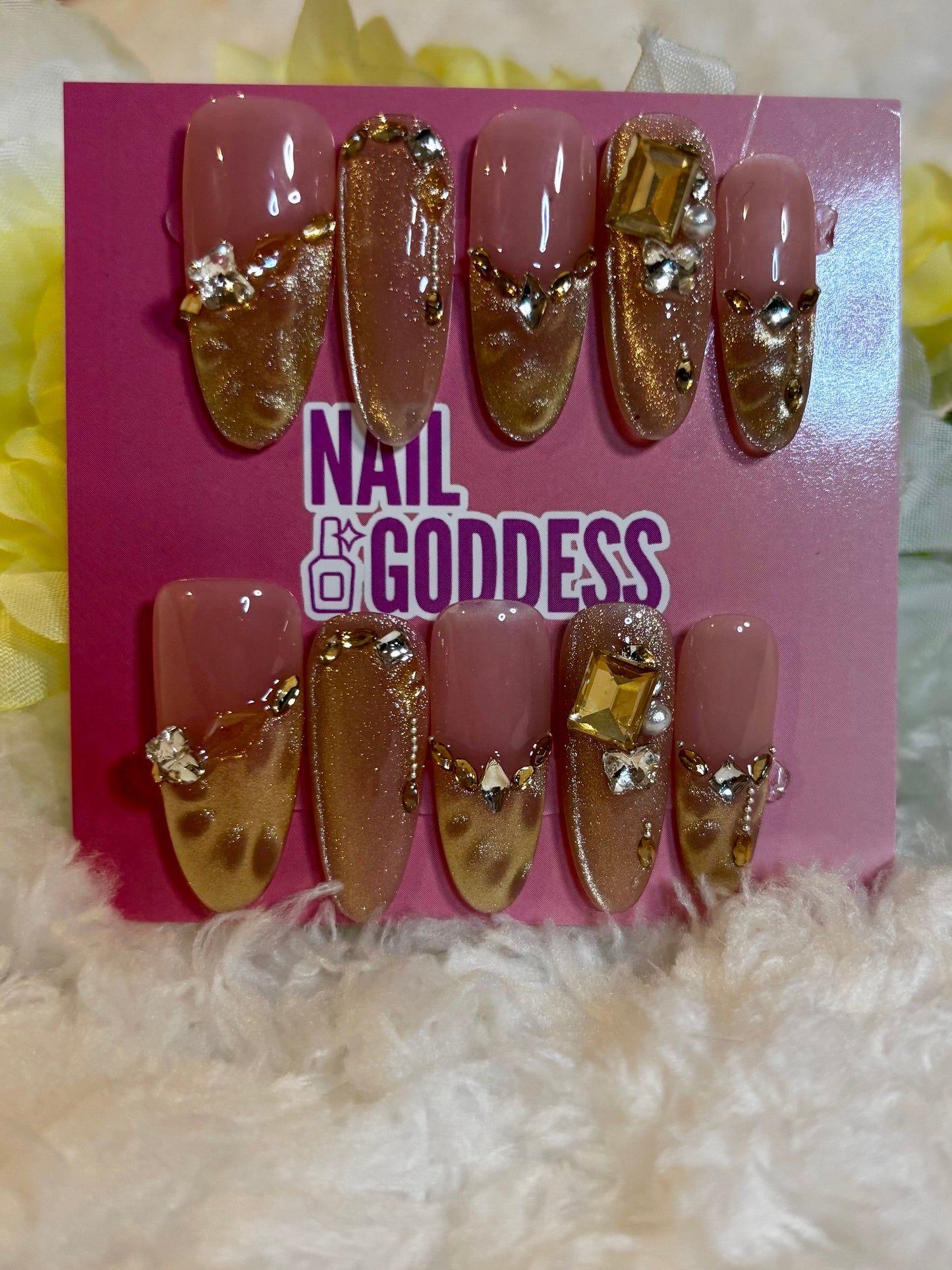 Golden French Tip Acrylic Press On nails